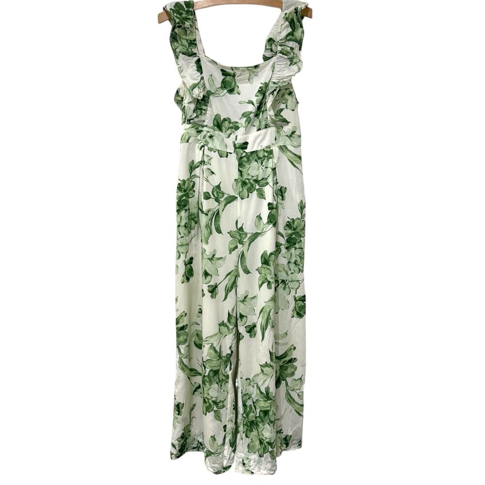 Taylor | Jumpsuit Floral Sleeveless Green Vacation Resort Preppy- Size Large